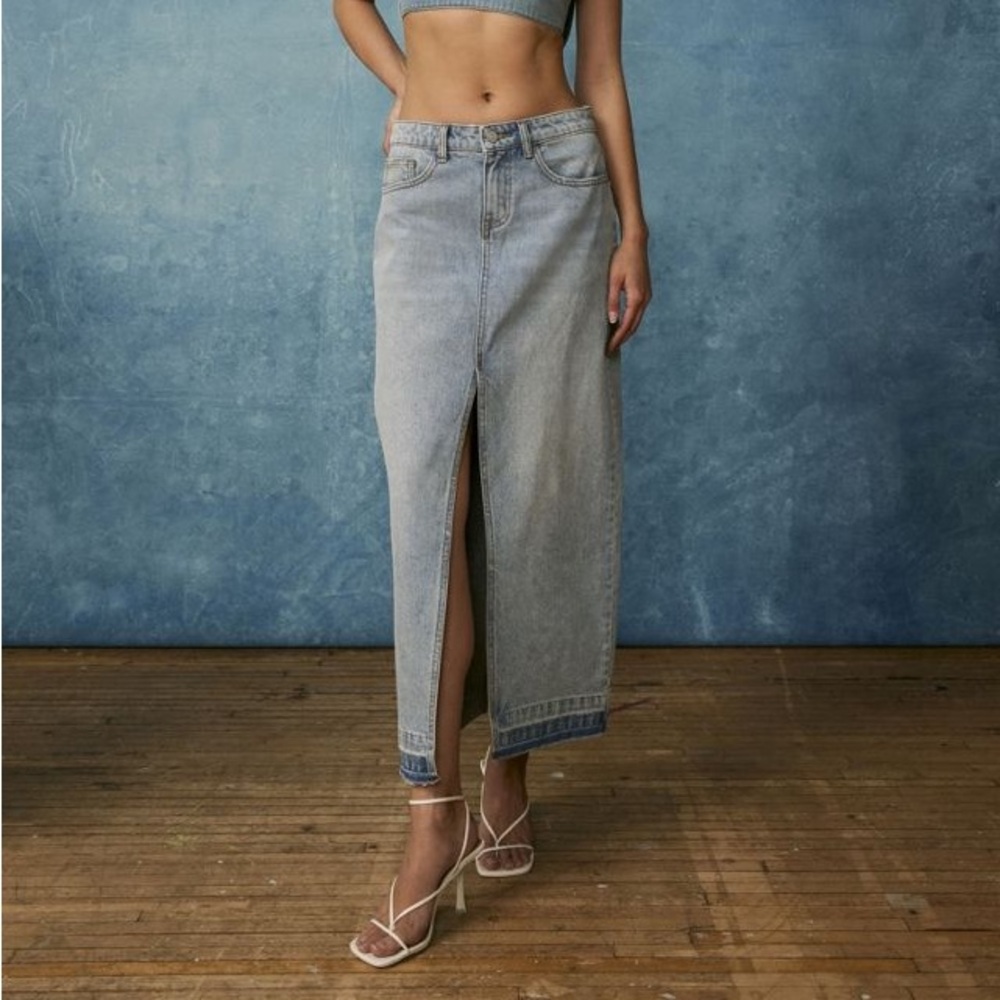 BDG Urban Outfitters Maxi Denim Skirt Rough Hem